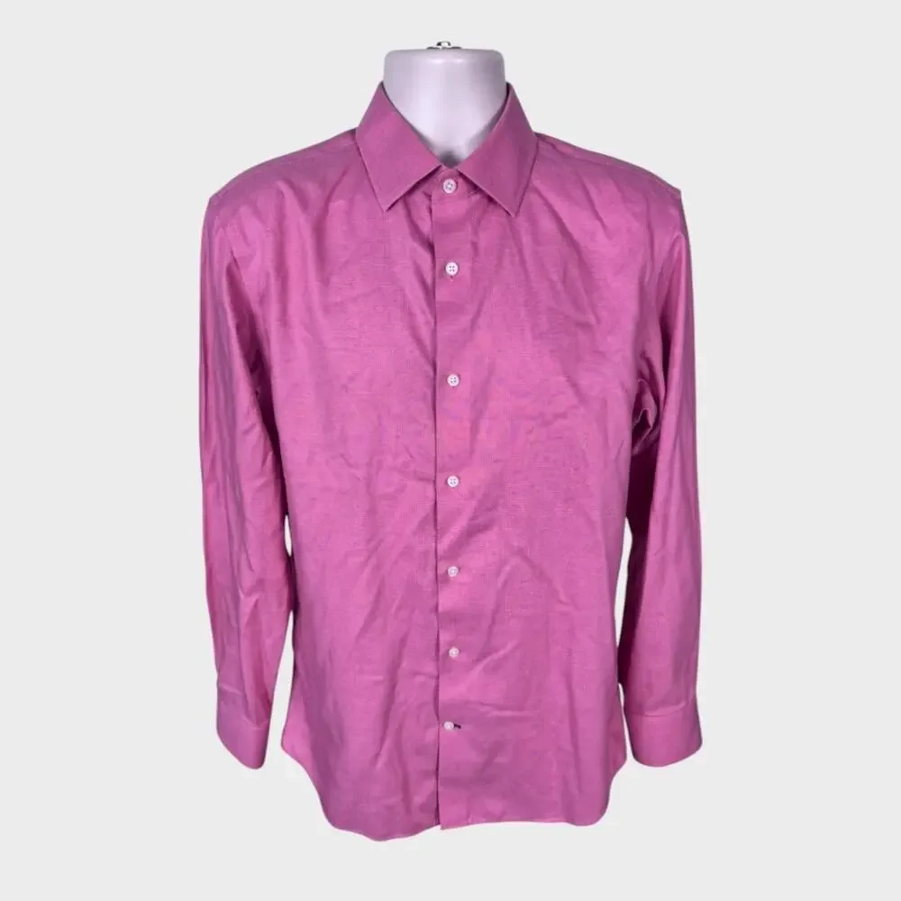 Banana Republic Medium Non-Iron Tailored Slim Fit Pink Button Front Mens Shirt